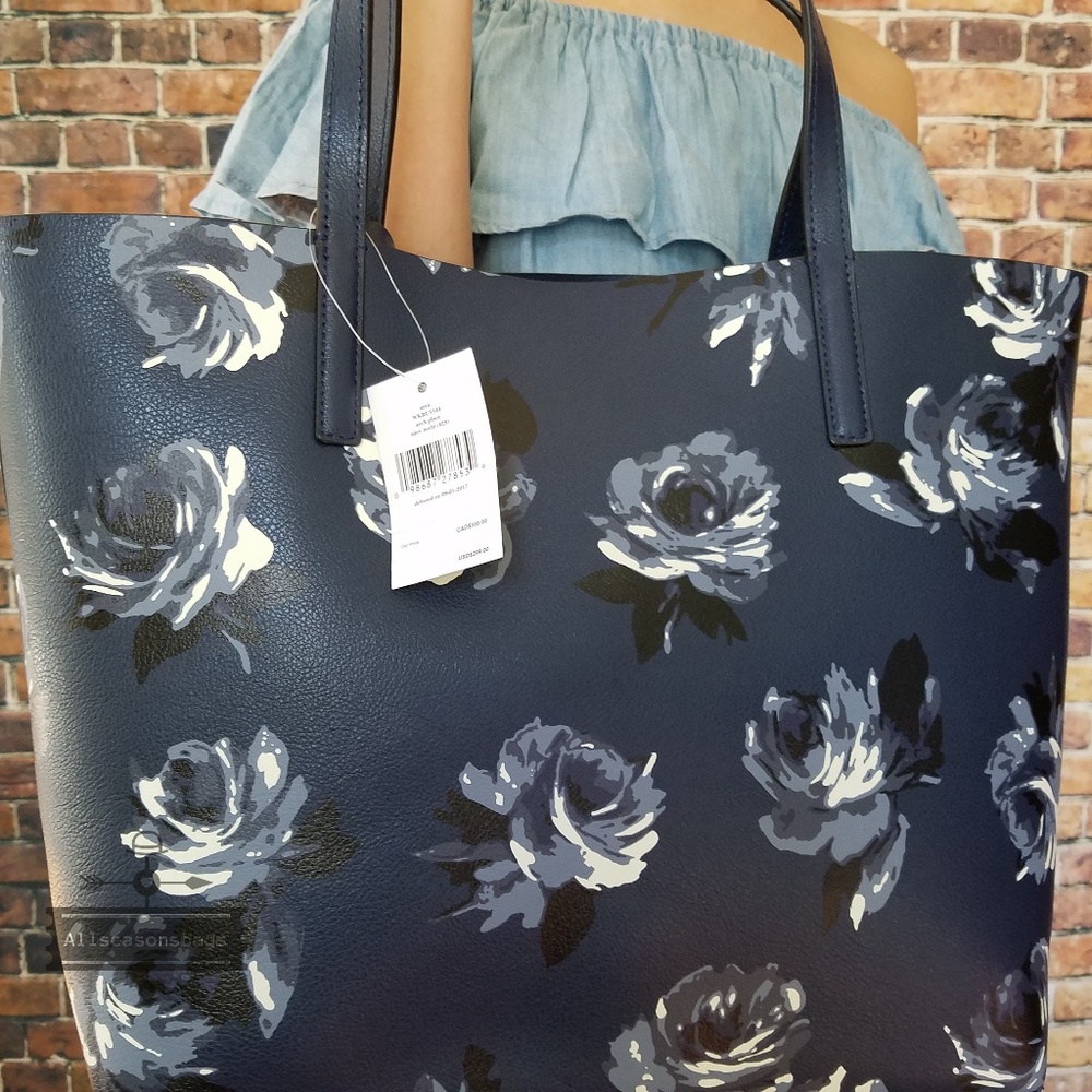 Kate spade reversible arch place navy tote pouch - Picture 6 of 6